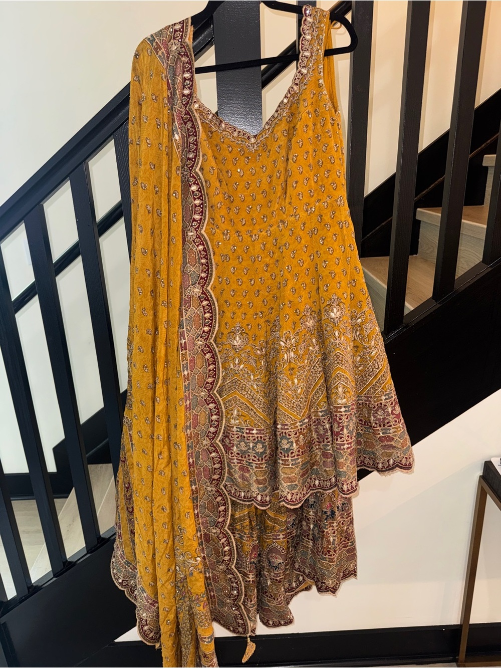 Mustard Yellow Embroidered Salwar with Dupatta